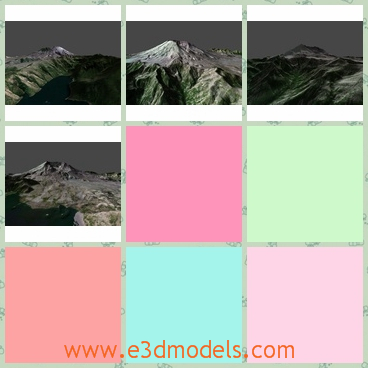 3d model of mount St Helens volcano - This is a 3d model of the famous St Helens volcano. It is a large mountain with bare gray surfaces formed by cold magma.