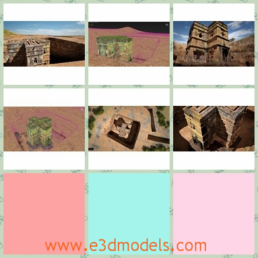 3d model of Saint George Church - This is a detailed 3d model of the Saint George Church in Lalibela Ethiopia. It is carved from solid rock in the 12th century.