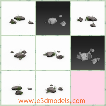 3d model of stones - This 3d model is about some stones. These stones have different shapes and sizes and they have sharp edges.