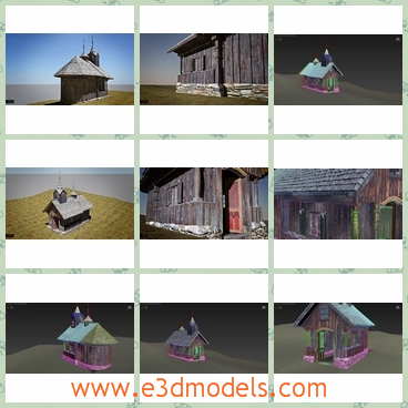 3d model of Stuebing church - This is a highly detailed 3d model of a small, medieval wooden chapel named Stuebing. This chapel has gray wooden walls and a steep roof.