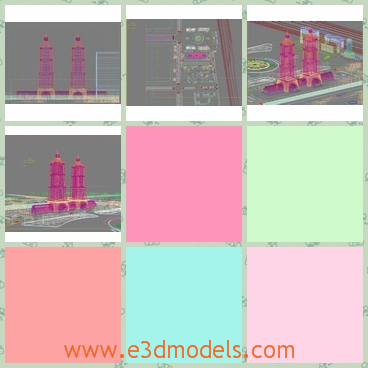 3d model of two tall buildings - This 3d model is aminly about two tall buildings in the city. These two buildings are located very close to each other.