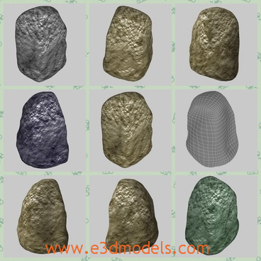 3d model rocks in various colors - This is a 3d model of the rocks in various colors,which include yellow,gray,blue and green.This rock model is created in mudbox.