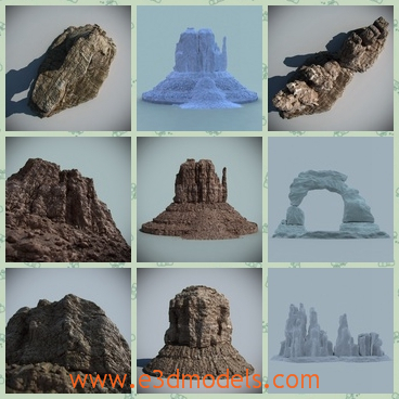 3d model s rock collcetion - This is a 3d model of a collection of desert rock,which forms an unique landscape.Some of them are formed in the desert.