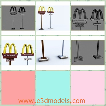 3d model sign of McDonalds - This is a 3d model of the 2 road signs McDonald