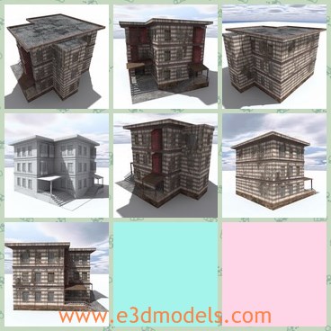 3d model the abandoned building - This is a 3d model of the abandoned building,which is rustic and destroyed.The house is ready to ruined recently.