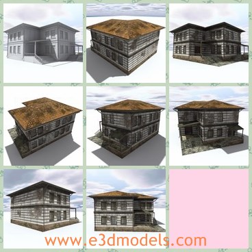 3d model the abandoned house - This is a 3d model of the abandoned house,which is rustic and weathered.The house is made of wood and has two layers.