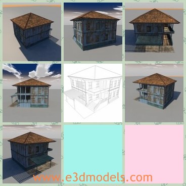 3d model the abandoned house - This is a 3d model of the abandoned house,which is rustic and ruined.The house is wrecked and weathered.