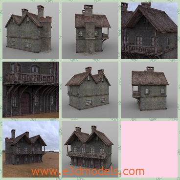 3d model the abandoned house - This is a 3d model of the old abandoned house,which is the ancient building in details.The model is made of stone and made in medieval times.