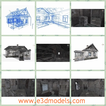 3d model the abandoned house - This is a 3d model of the abandoned house,whichis the old building of the town and the interior arrangement is still clear.