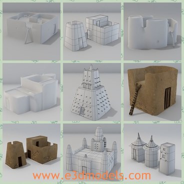 3d model the African castle - This is a 3d model of the African castle,which is small and is composed by 1819 faces due to the wooden beams.