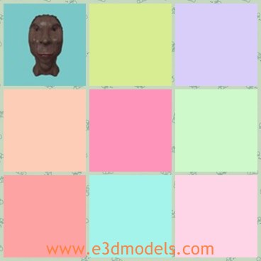 3d model the african head - This is a 3d model of the African head,which is made of wood and clay.The head is big and face is ugly and the eyes are small.