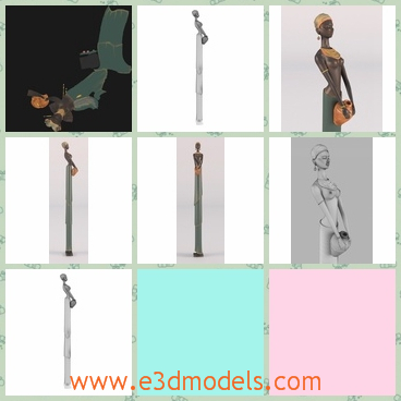 3d model the african woman with a jug - This is a 3d model of the African woman with a jug,which is thin and tall.She is the primitive people of the native land.