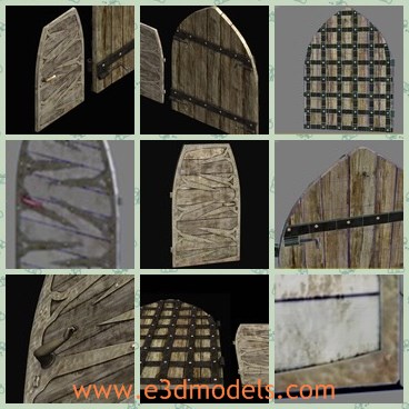3d model the ancient door - This is a 3d model of the ancient door,which is created in medieval times.There is iron on the surface of the door,which makes the door hard and stable.