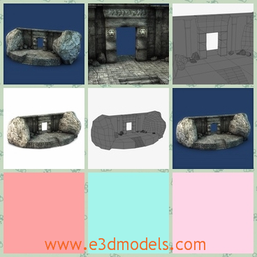 3d model the ancient stone gate - This is a 3d model of the ancient stone gate,which is safe and stable.The model is a part of a fantastic building made in Greek time.