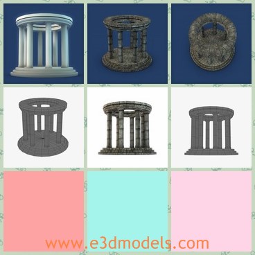 3d model the ancient temple - This is a 3d model of the ancient stone oracle temple,which is the antique building in the old Greek and Rome.The elements of the building are grouped and they can be moved to suit your needs.