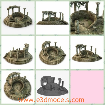 3d model the ancient temple - This is a 3d model of the ancient temple,which is ruined and broken.The model is the Greek type and the column is broken.
