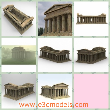 3d model the ancient temple - This is a 3d model of the ancient temple,which is the temple in the Greek time.A temple from the Latin word templum is a structure reserved for religious or spiritual activities, such as prayer and sacrifice, or analogous rites.