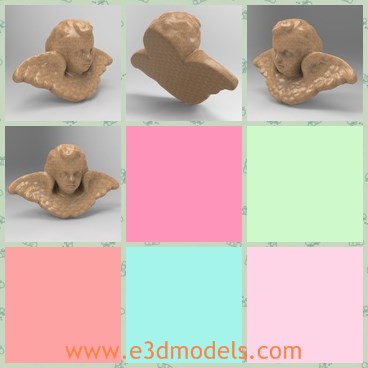 3d model the angel with wings - This is a 3d model of the angel with wings,which is cute and charming.The model is used in decorating classical architecture.