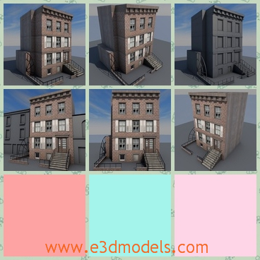 3d model the apartment with three layers - This is a 3d model of the apartment with three layers,which is brownstone and with highly textures.