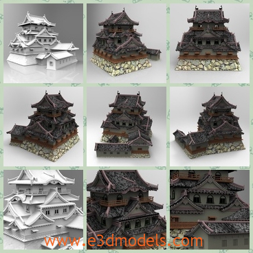 3d model the Asian castle - THis is a 3d model of the Asian castle,which  is the most famous historical site in Hikone, Shiga Prefecture, Japan. This Edo period castle traces its origin to 1603 when Ii Naokatsu ordered its construction.