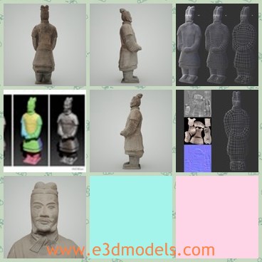 3d model the asian warrior - This is a 3d model of the Asian warrior,which is the Chinese soldier in ancient times.The model  has 1013 quads and comes with 3 maps.