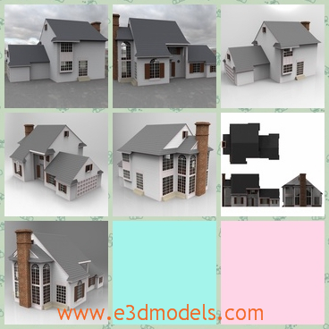 3d model the attached house - This is a 3d model of a highly detailed model of a simple modern house.The house contains a basic interior which can be furnished.