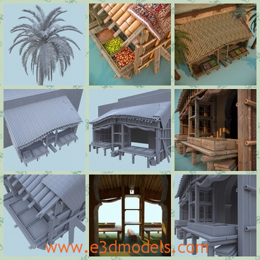 3d model the bamboo house - This is a 3d model about the bamboo house,which is special and made in other materials.