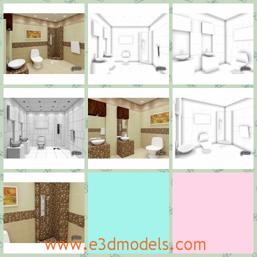 3d model the bathroom - This is a 3d model of the bathroom,which is modern and large and the scene is suitable either for high-end renderings and animations