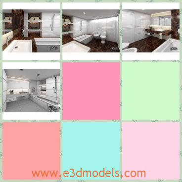 3d model the bathroom - This is a 3d model of the bathroom in the modern style.The scene is luxury and spacious.The model has the bathtub and the tub .