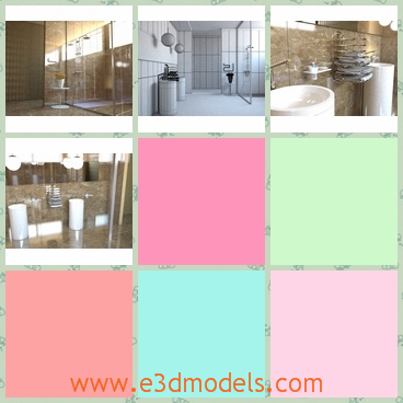 3d model the bathroom in modern - This is a 3d model of the bathroom in modern style,which is spacious and luxury.The model has a shower and the arrangement is outstanding.