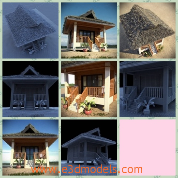 3d model the beach cottage - This is a 3d model of the beach cottage,which is made in fine and special style.The model is made in high quality.