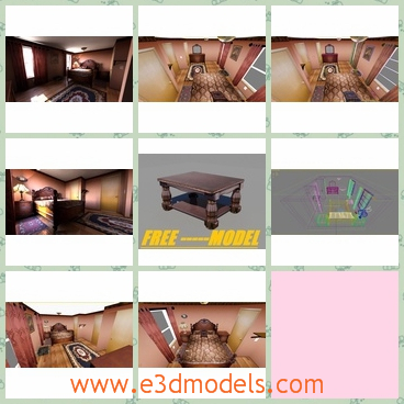 3d model the bedroom - This is a 3d model of the bedroom,which is the internal scene of the room.The model is made according to the real one.