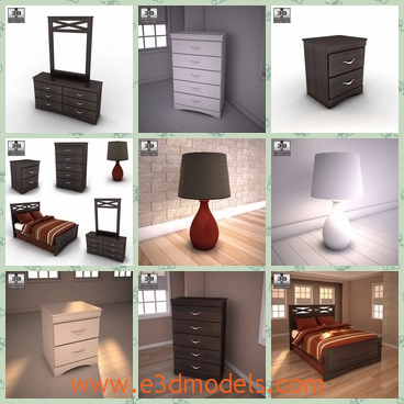 3d model the bedroom of a buildings - This is a 3d model of the bedroom of a building,which is large and spacious.The model includes the bed,the nightstand,the lamp and the table.