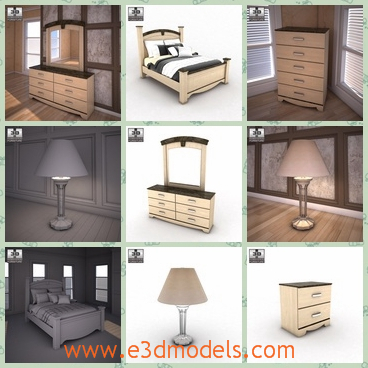 3d model the bedroom scene - This is a 3d model of the bedroom scene,which is modern and outstanding.The model is the collection of the Olivia Bay company.