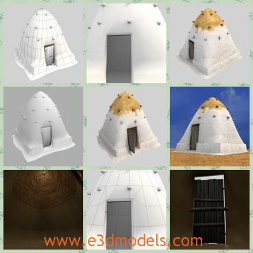 3d model the beehive home in white with a yellow t - This is a 3d model of the beehive home,which is white with the yellow top.The model is made with a door.