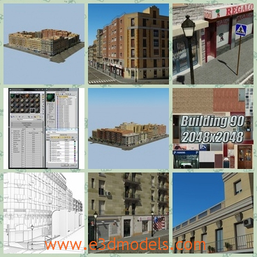 3d model the block near the shops - This is a 3d model of the block near the shops,which is placed in the urban areas and the builiding is made according to the ancient style.