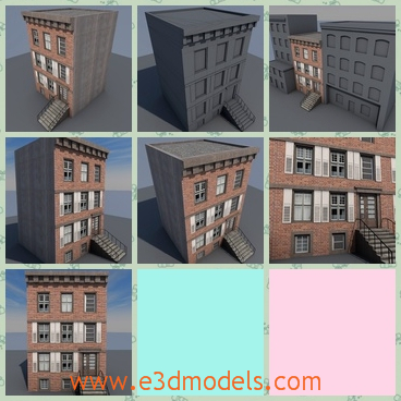 3d model the brick building - This is a 3d model of the brick building,which is unique and old.The model can be used as the storage.