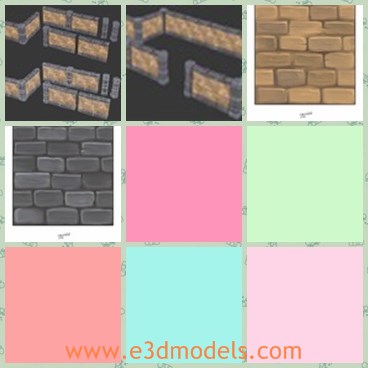 3d model the brick wall - This is a 3d model of the brick wall,which is the stone fence in the building.The wall is thick and practical.