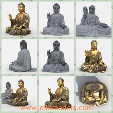 3d model the buddha statue - This is a 3d model of the Buddha statue,who is sitting on the ground and made with stone materials.The model id the Asian god.