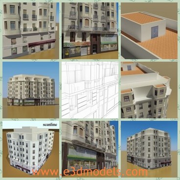 3d model the building - This is a 3d model of the building with balconies,which is modern and popular.