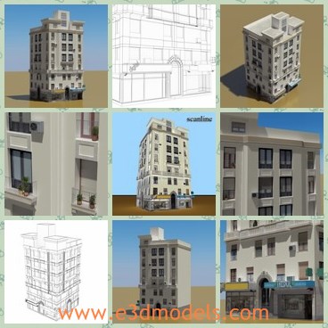 3d model the building - THis is a 3d model of the building,which is modern and made with balconies.The building is made in the European style.