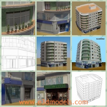 3d model the building - This is a 3d model of the building,which is modern and detailed.The building is made with balconies.