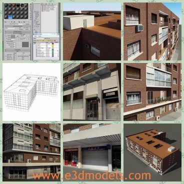 3d model the building - This is a 3d model of the building,which is made of bricks and other materials.The house is built as the hotel with the shops on the first floor.