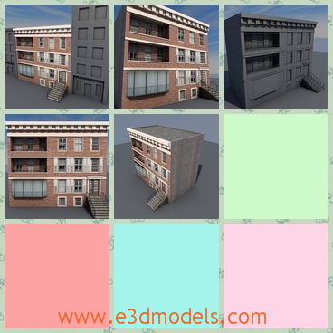 3d model the building built in the suburb - This is a 3d model of the building in the suburb,which is newly built and the model is commonly built with bricks and sometimes with tiles.