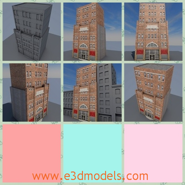 3d model the building for commercial purpose - This is a 3d model of the building for commercial purpose,which is made of bricks alone.