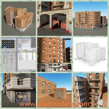 3d model the building for retail - This is a 3d model of the building for retail,which is made with high quality.The main material of the building is bricks and steel.