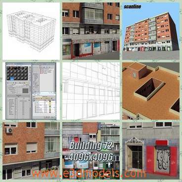 3d model the building in European style - This is a 3d model of the building in European style,which is modern and special.The building is built with balconies and the street is nearing it.