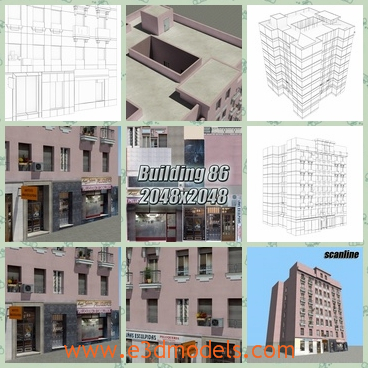 3d model the building in the commercial zone - This is a 3d model of the building in the commercial zone,which is modern and charming.THe model is near the shops and hotels.