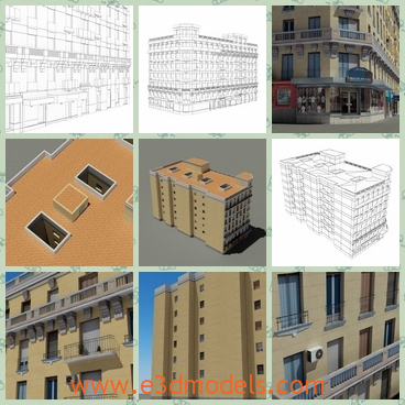 3d model the building in the corner - This is a 3d model of the building in the corner of the street,whichis yellow and it is quiet and pretty.