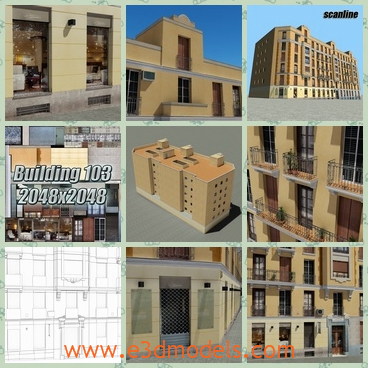 3d model the building made in bricks - This is a 3d model of the building made in bricks,which in the apartment with the store and the commercial zones.
